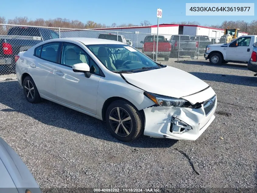 2019 Subaru Impreza 2.0I Premium VIN: 4S3GKAC64K3619877 Lot: 40893282