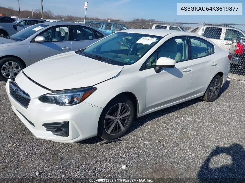 2019 Subaru Impreza 2.0I Premium VIN: 4S3GKAC64K3619877 Lot: 40893282