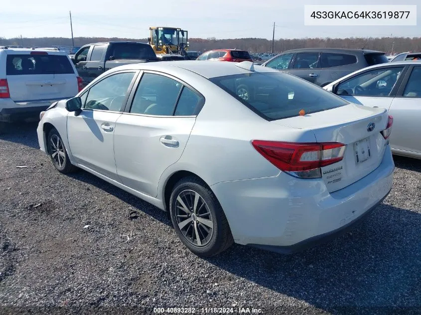 2019 Subaru Impreza 2.0I Premium VIN: 4S3GKAC64K3619877 Lot: 40893282