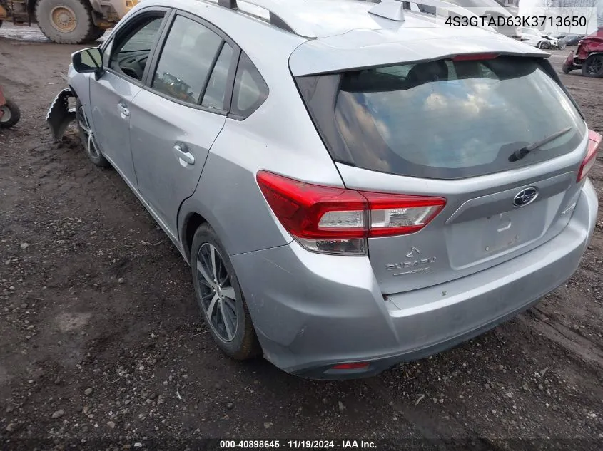 2019 Subaru Impreza 2.0I Premium VIN: 4S3GTAD63K3713650 Lot: 40898645