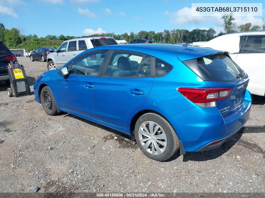 2020 Subaru Impreza 5-Door VIN: 4S3GTAB68L3715110 Lot: 40155506