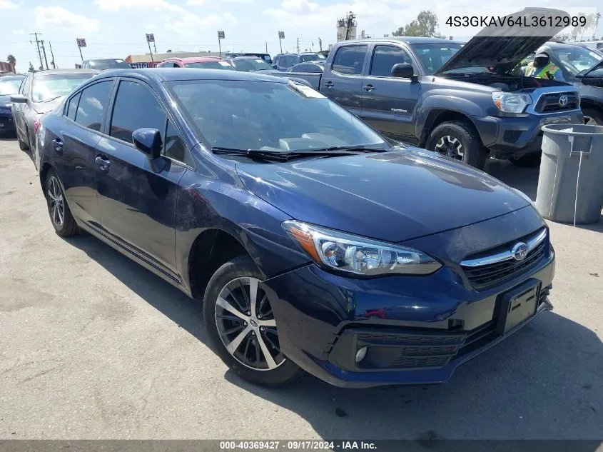 2020 Subaru Impreza Premium VIN: 4S3GKAV64L3612989 Lot: 40369427