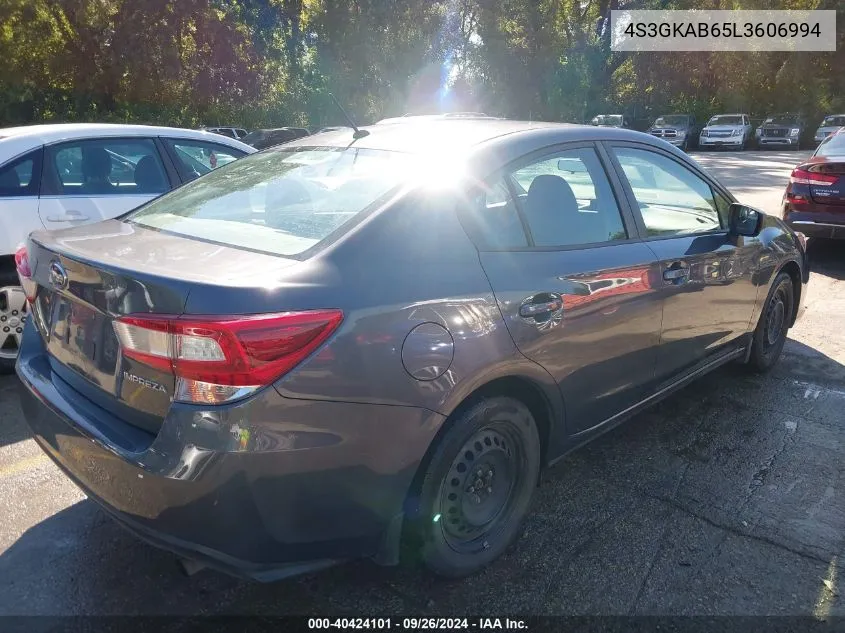 2020 Subaru Impreza Sedan VIN: 4S3GKAB65L3606994 Lot: 40424101