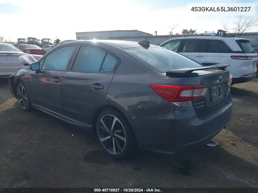 2020 Subaru Impreza Sport VIN: 4S3GKAL65L3601227 Lot: 40710937