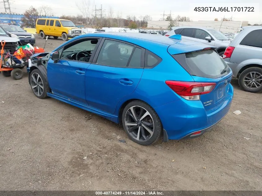 2020 Subaru Impreza Sport 5-Door VIN: 4S3GTAJ66L1701722 Lot: 40774249