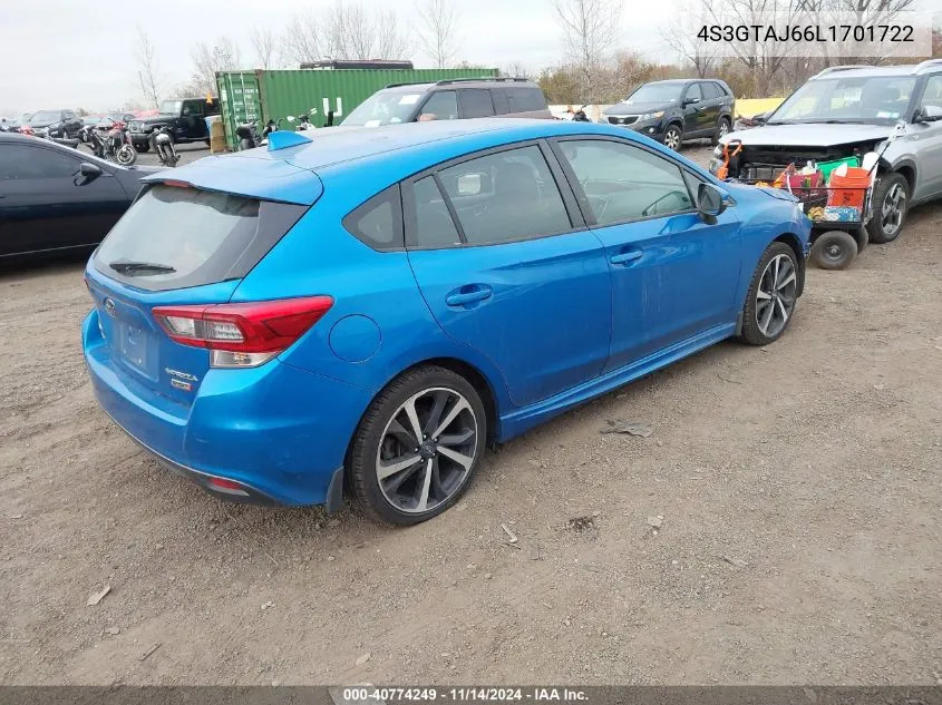 2020 Subaru Impreza Sport 5-Door VIN: 4S3GTAJ66L1701722 Lot: 40774249