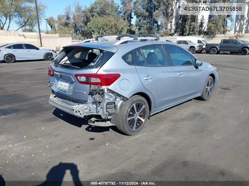 2020 Subaru Impreza Premium 5-Door VIN: 4S3GTAD67L3705858 Lot: 40797792