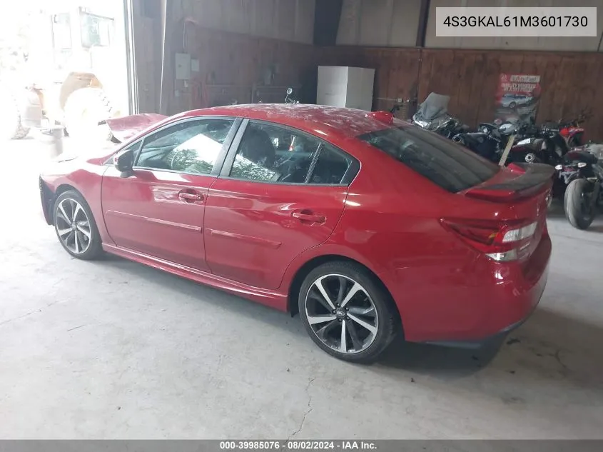 2021 Subaru Impreza Sport VIN: 4S3GKAL61M3601730 Lot: 39985076