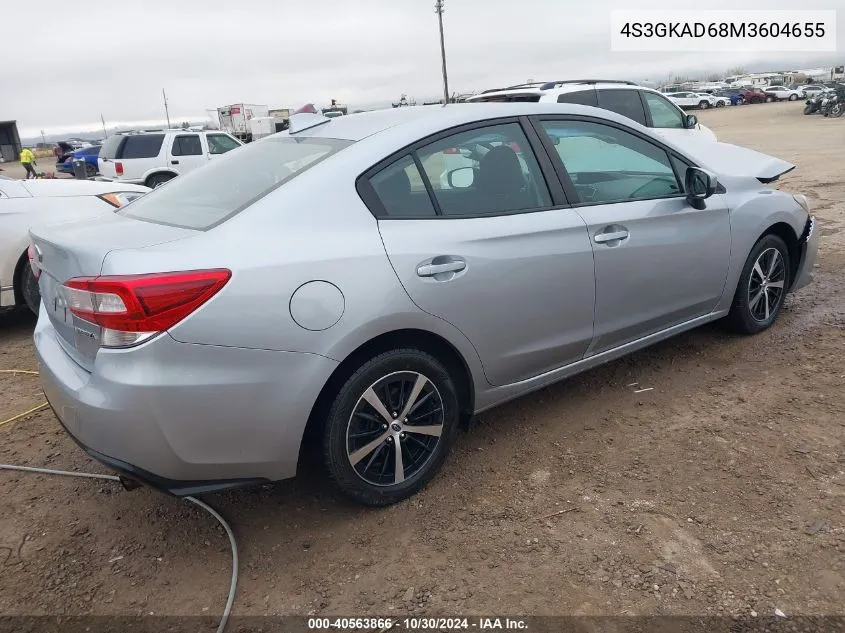 2021 Subaru Impreza Premium VIN: 4S3GKAD68M3604655 Lot: 40563866