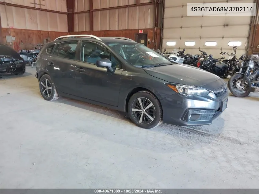 2021 Subaru Impreza Premium 5-Door VIN: 4S3GTAD68M3702114 Lot: 40671389