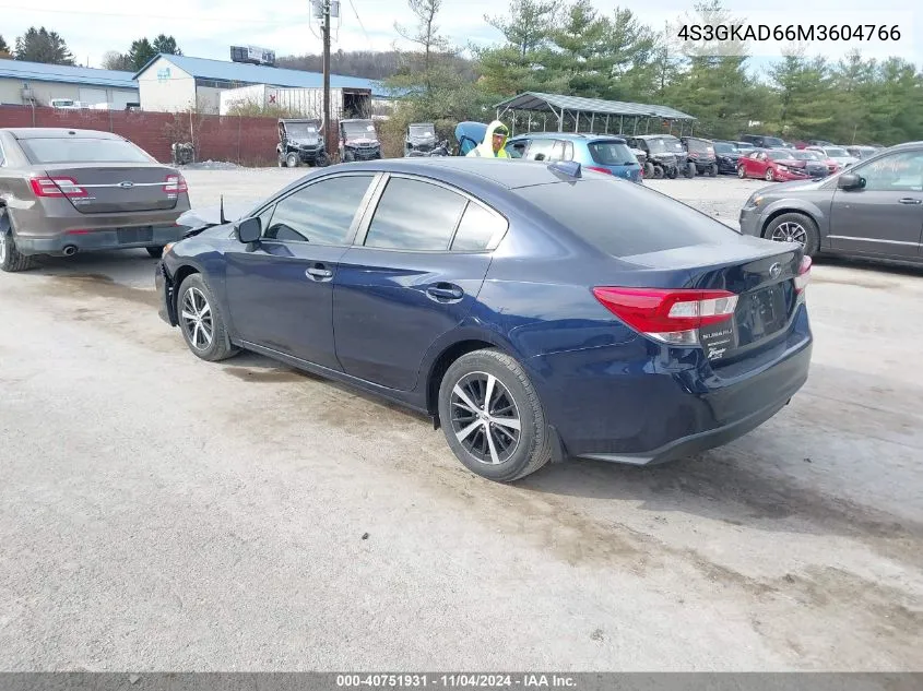 2021 Subaru Impreza Premium VIN: 4S3GKAD66M3604766 Lot: 40751931