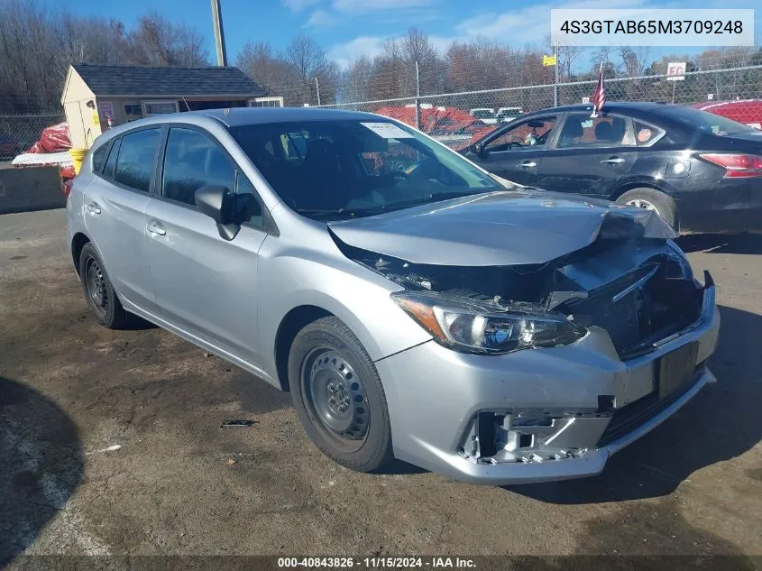 2021 Subaru Impreza Base (Cvt) VIN: 4S3GTAB65M3709248 Lot: 40843826