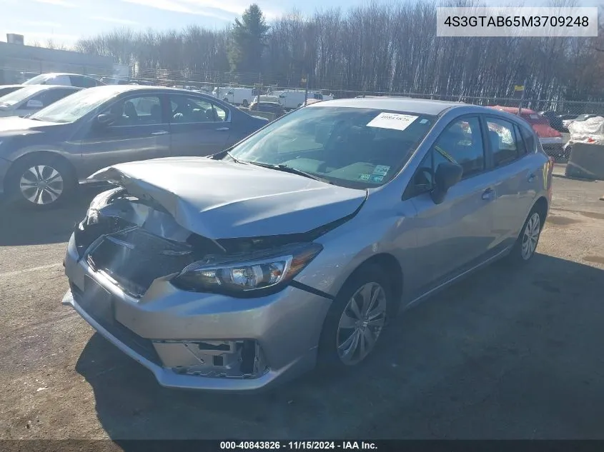 2021 Subaru Impreza Base (Cvt) VIN: 4S3GTAB65M3709248 Lot: 40843826