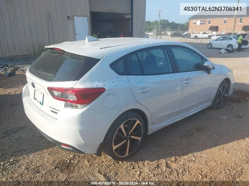 2022 Subaru Impreza Sport 5-Door VIN: 4S3GTAL62N3706341 Lot: 40188876