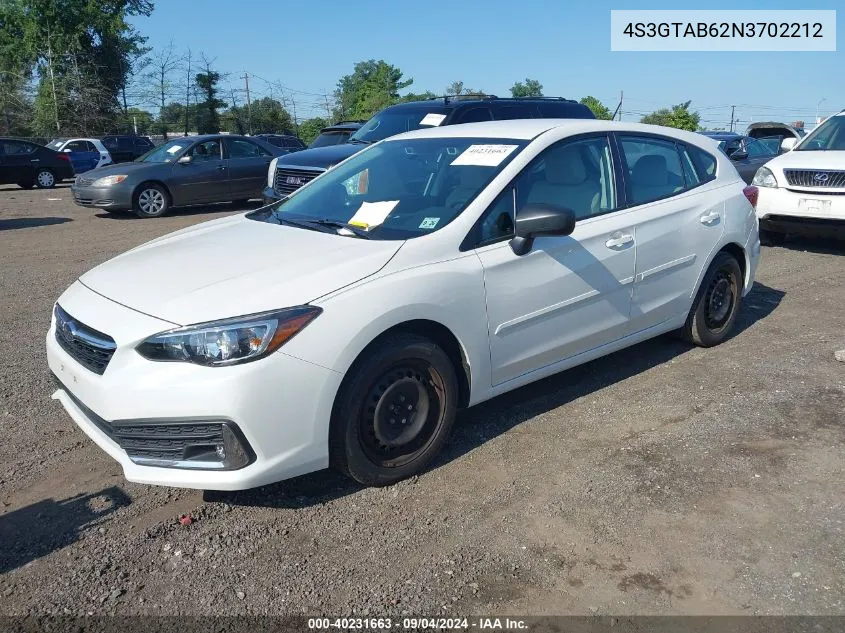 4S3GTAB62N3702212 2022 Subaru Impreza