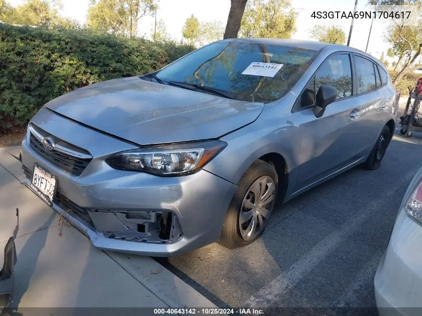 2022 Subaru Impreza Base 5-Door VIN: 4S3GTAA69N1704617 Lot: 40643142