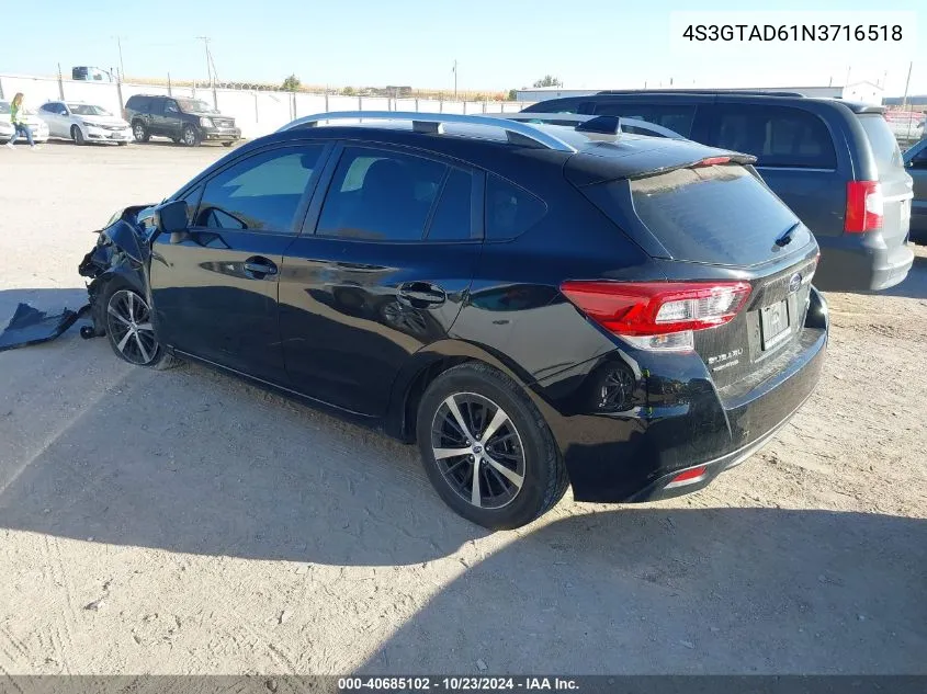 2022 Subaru Impreza Premium VIN: 4S3GTAD61N3716518 Lot: 40685102