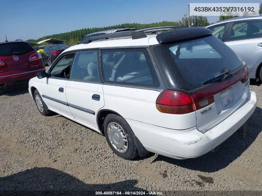 1997 Subaru Legacy L/Postal Right-Hand Drive VIN: 4S3BK4352V7316192 Lot: 40087164