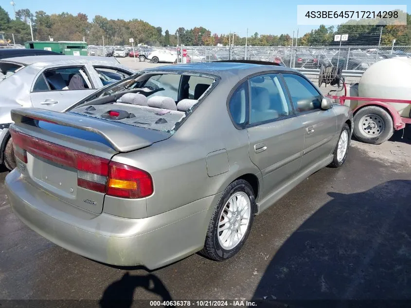 2001 Subaru Legacy Gt VIN: 4S3BE645717214298 Lot: 40636378