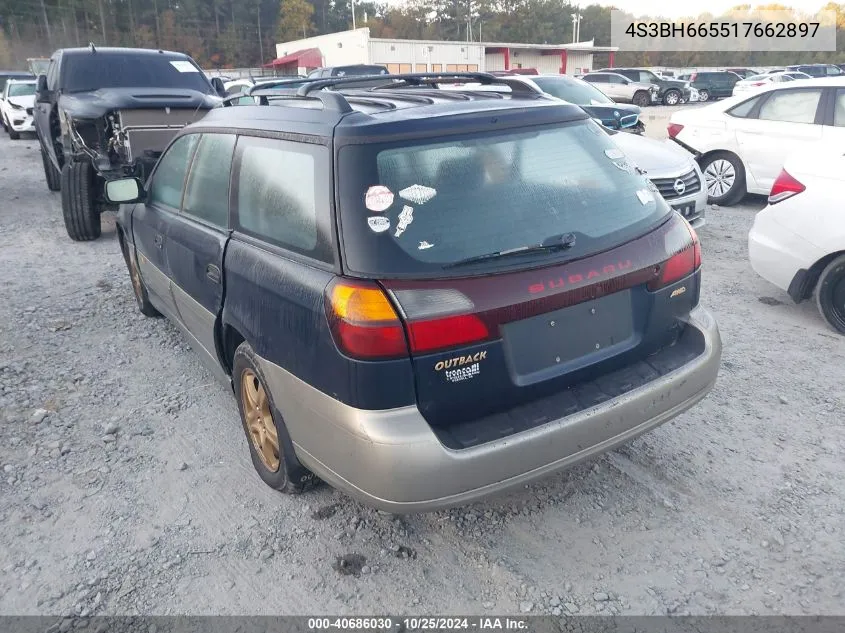 2001 Subaru Legacy Outback VIN: 4S3BH665517662897 Lot: 40686030