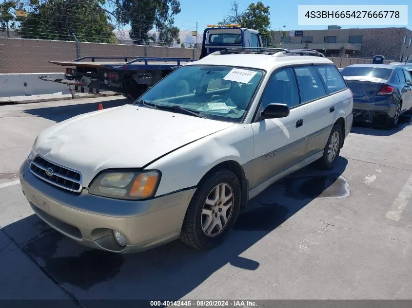 2002 Subaru Outback VIN: 4S3BH665427666778 Lot: 40142445