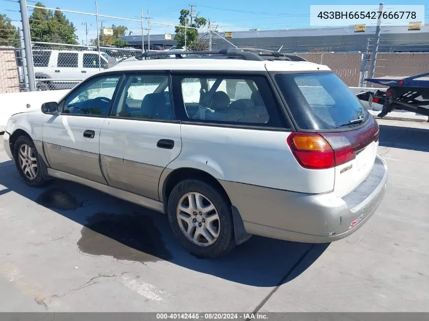 2002 Subaru Outback VIN: 4S3BH665427666778 Lot: 40142445