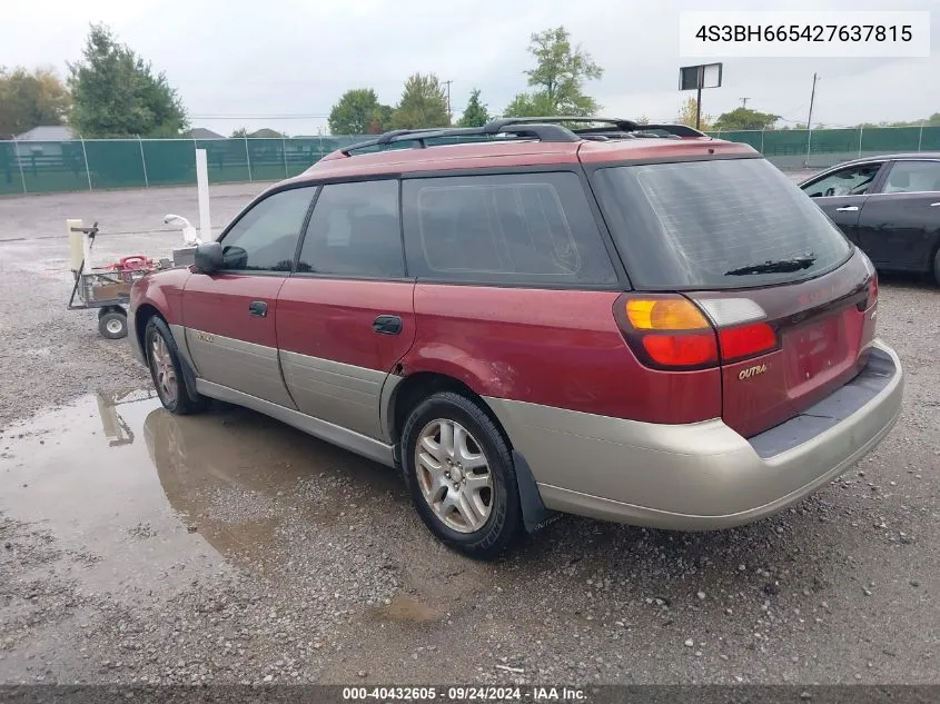 4S3BH665427637815 2002 Subaru Legacy Outback