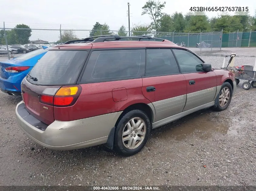 4S3BH665427637815 2002 Subaru Legacy Outback