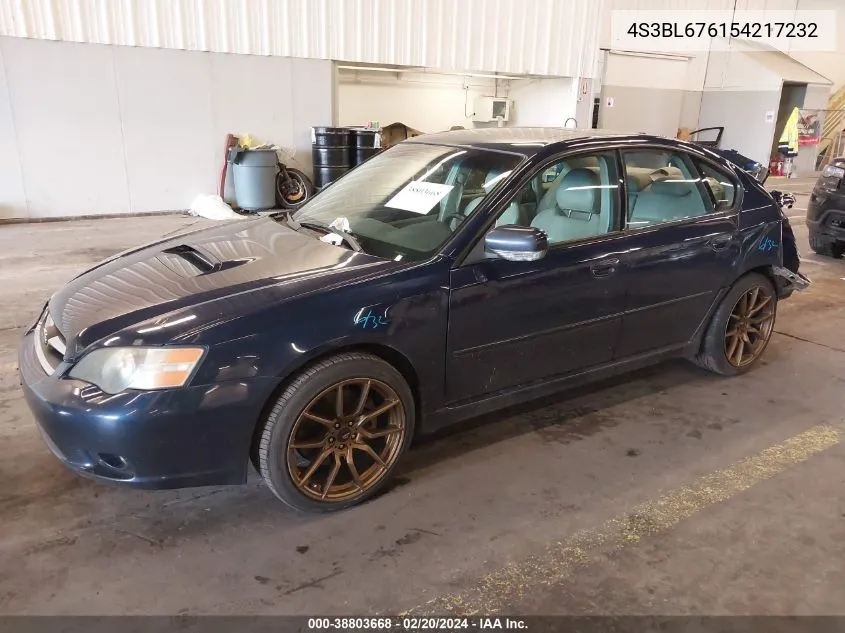 2005 Subaru Legacy 2.5Gt Limited VIN: 4S3BL676154217232 Lot: 38803668