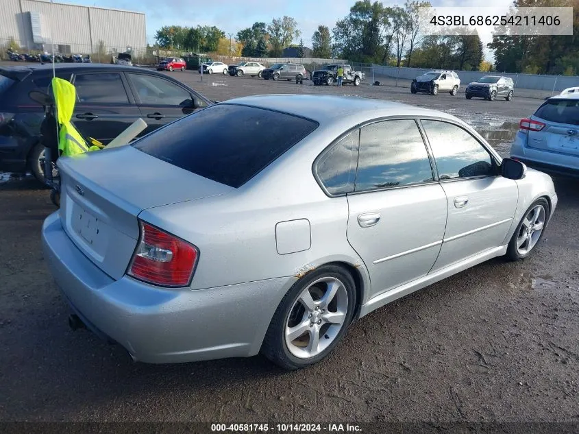 2005 Subaru Legacy 2.5Gt VIN: 4S3BL686254211406 Lot: 40581745