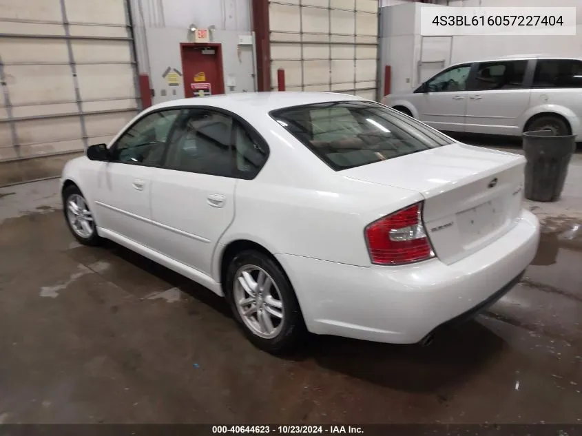 2005 Subaru Legacy 2.5I VIN: 4S3BL616057227404 Lot: 40644623