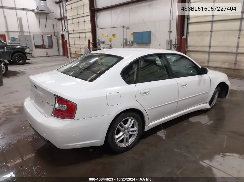 2005 Subaru Legacy 2.5I VIN: 4S3BL616057227404 Lot: 40644623