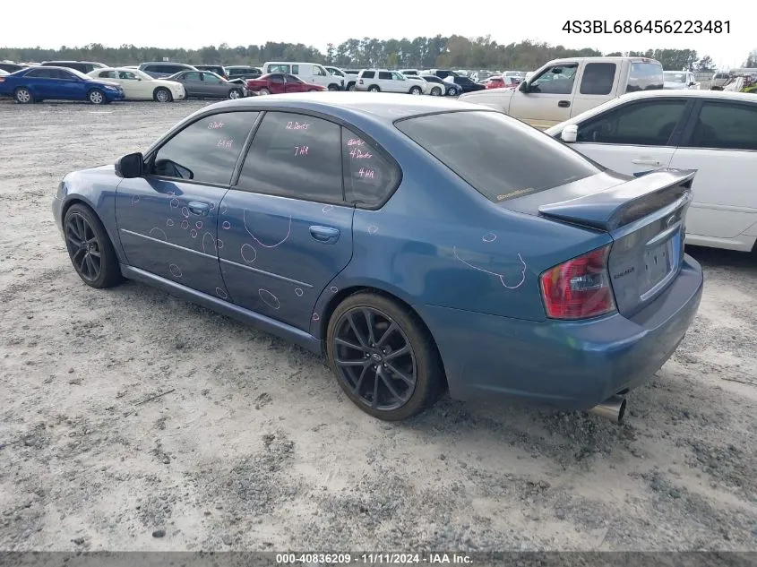 2005 Subaru Legacy 2.5Gt VIN: 4S3BL686456223481 Lot: 40836209