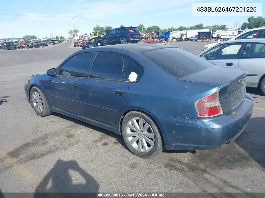 2006 Subaru Legacy 2.5I/2.5I Limited VIN: 4S3BL626467201226 Lot: 39680816