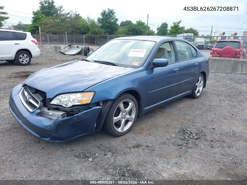 2006 Subaru Legacy 2.5I/2.5I Limited VIN: 4S3BL626267208871 Lot: 40008261