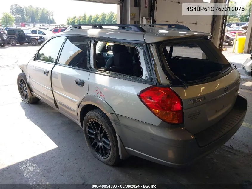 2006 Subaru Outback 2.5I VIN: 4S4BP61C767310075 Lot: 40054593