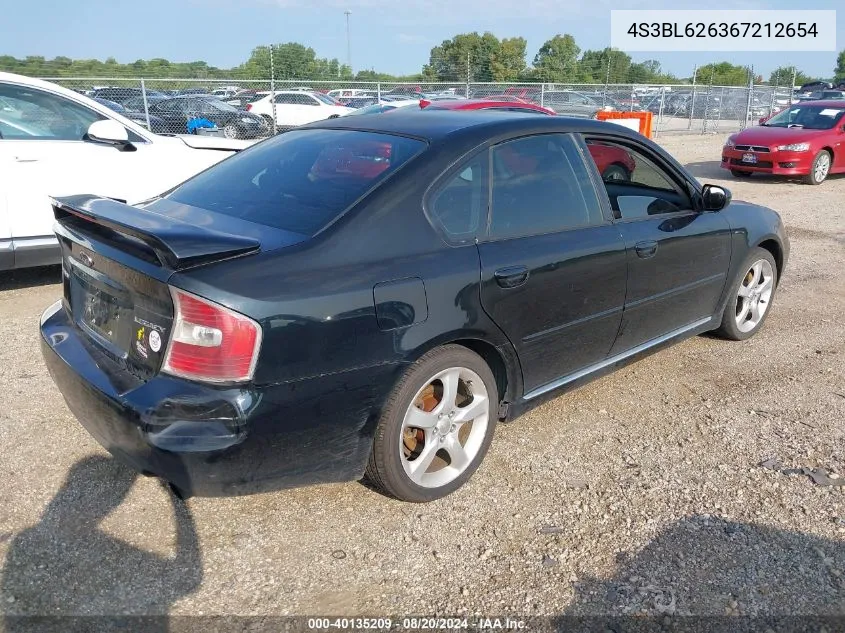 2006 Subaru Legacy 2.5I VIN: 4S3BL626367212654 Lot: 40135209