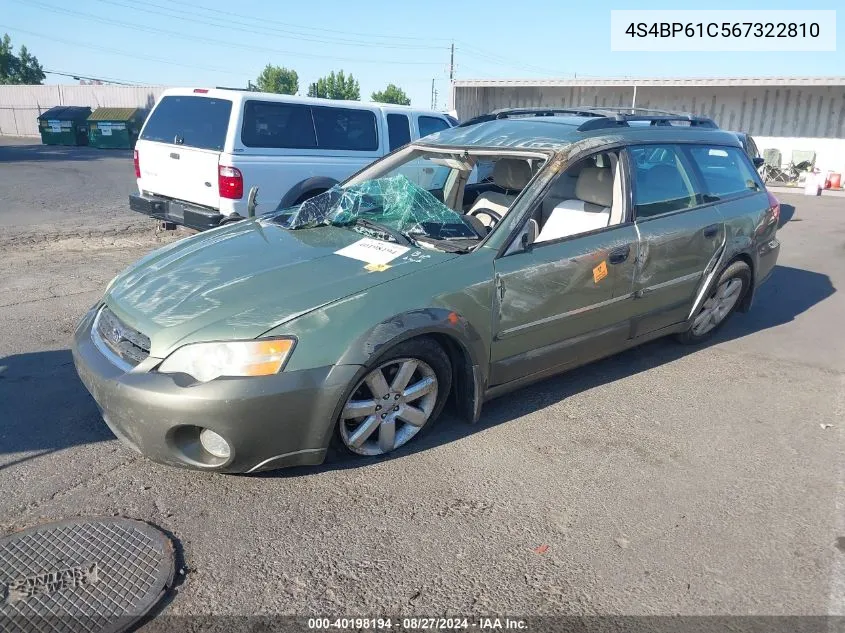 2006 Subaru Outback 2.5I VIN: 4S4BP61C567322810 Lot: 40198194