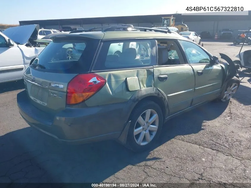 2006 Subaru Outback 2.5I VIN: 4S4BP61C567322810 Lot: 40198194