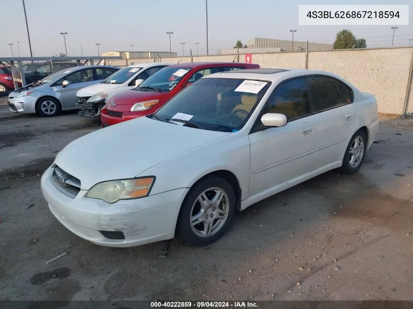 2006 Subaru Legacy 2.5I VIN: 4S3BL626867218594 Lot: 40222859