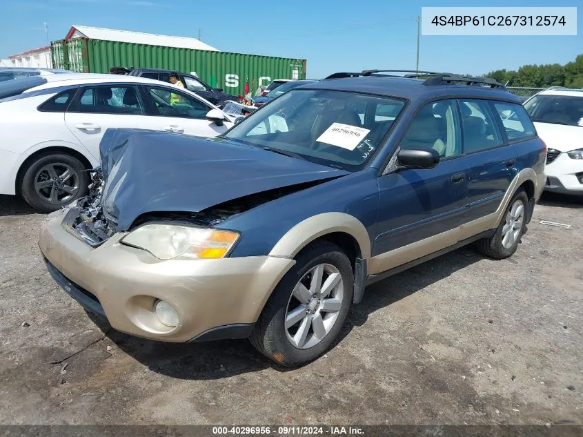 2006 Subaru Legacy Outback 2.5I VIN: 4S4BP61C267312574 Lot: 40296956