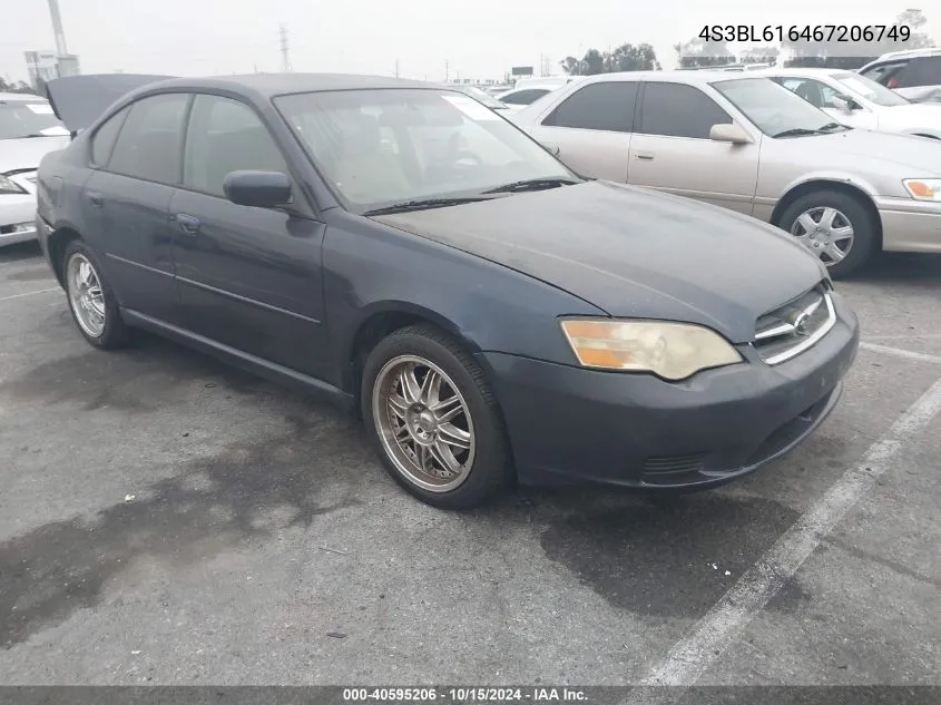 2006 Subaru Legacy 2.5I VIN: 4S3BL616467206749 Lot: 40595206