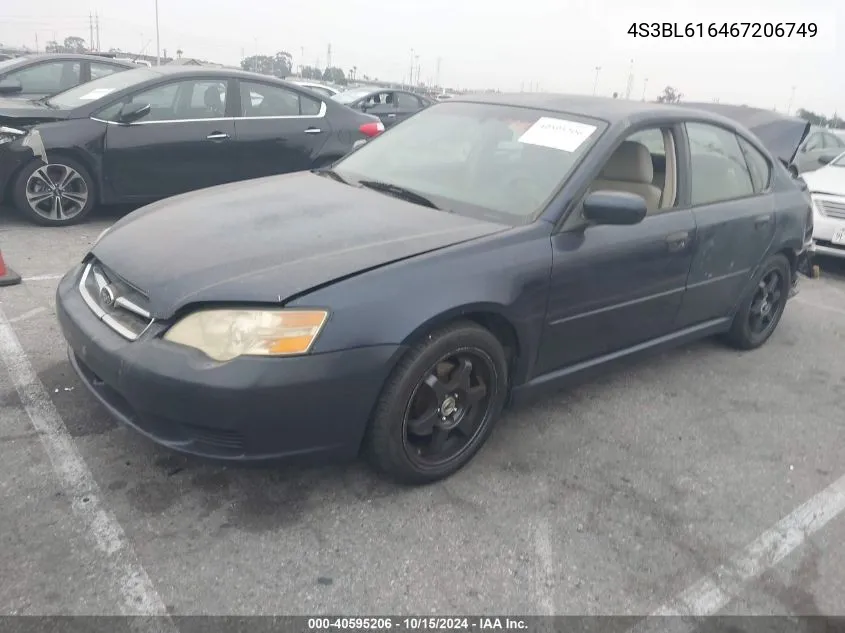 2006 Subaru Legacy 2.5I VIN: 4S3BL616467206749 Lot: 40595206