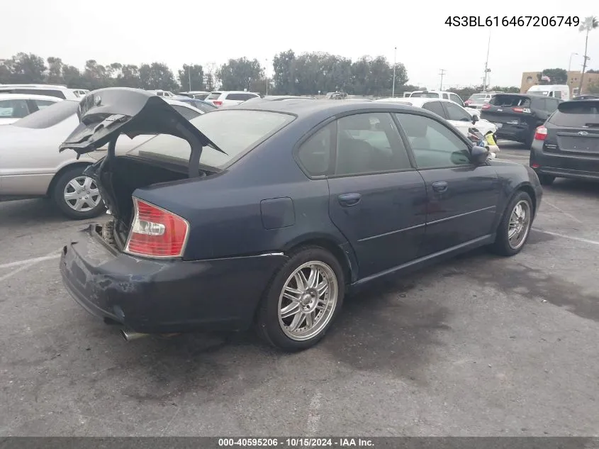 2006 Subaru Legacy 2.5I VIN: 4S3BL616467206749 Lot: 40595206