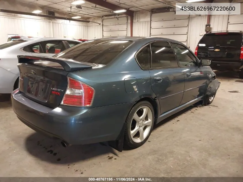 4S3BL626967220600 2006 Subaru Legacy 2.5I Limited