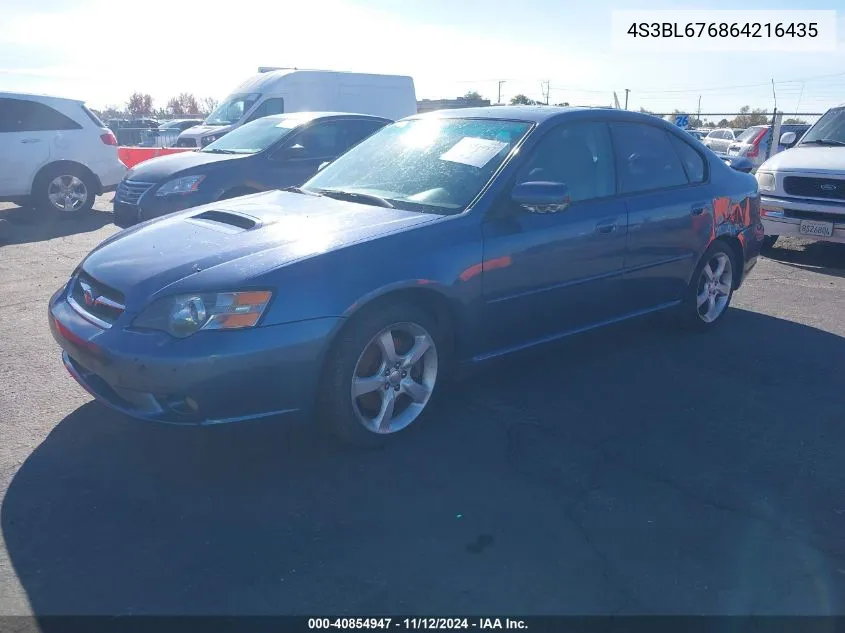 2006 Subaru Legacy 2.5Gt Limited VIN: 4S3BL676864216435 Lot: 40854947