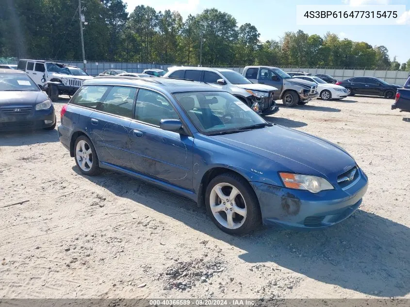 2007 Subaru Legacy 2.5I VIN: 4S3BP616477315475 Lot: 40366589