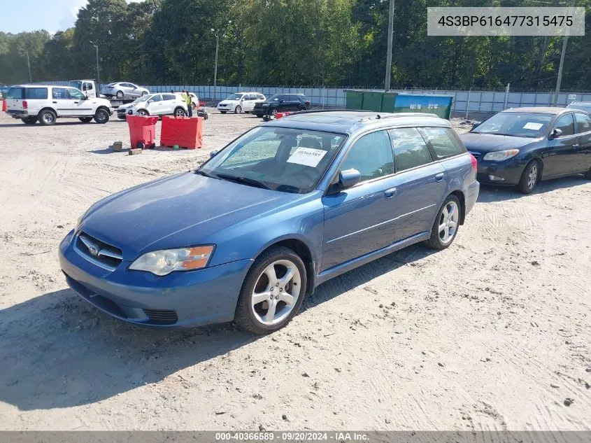 2007 Subaru Legacy 2.5I VIN: 4S3BP616477315475 Lot: 40366589