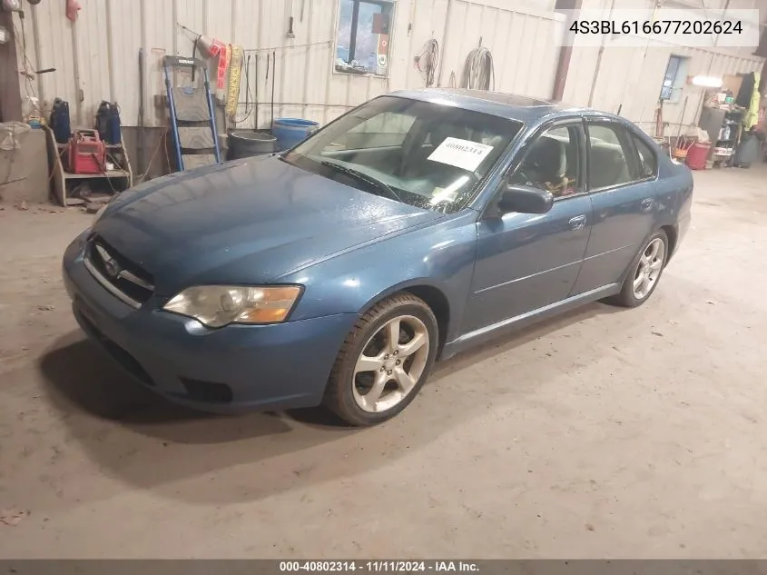 2007 Subaru Legacy 2.5I VIN: 4S3BL616677202624 Lot: 40802314