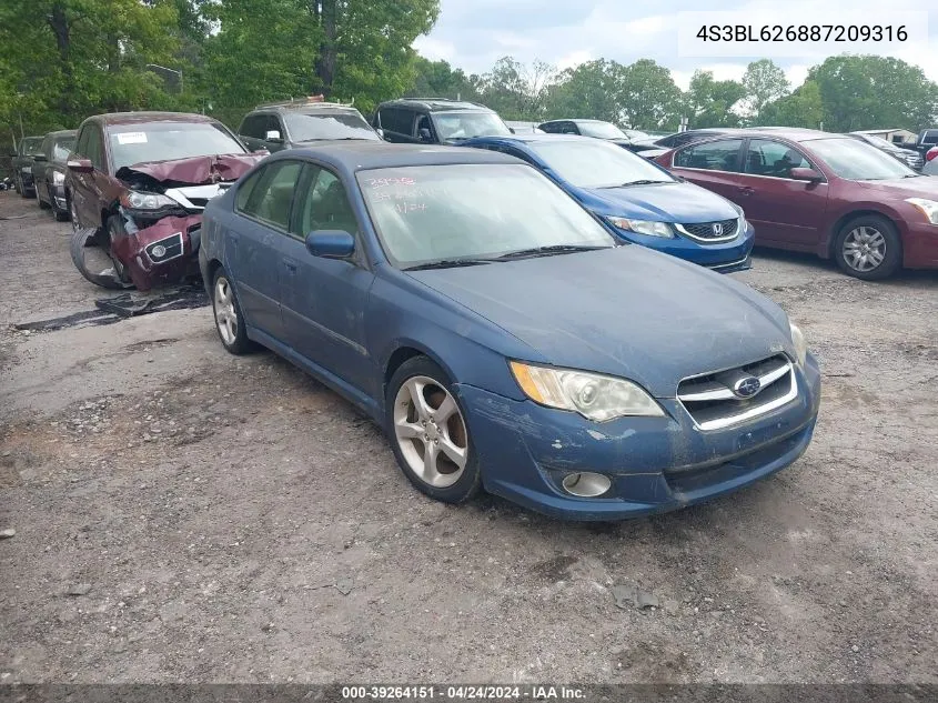 2008 Subaru Legacy 2.5I Limited VIN: 4S3BL626887209316 Lot: 39264151